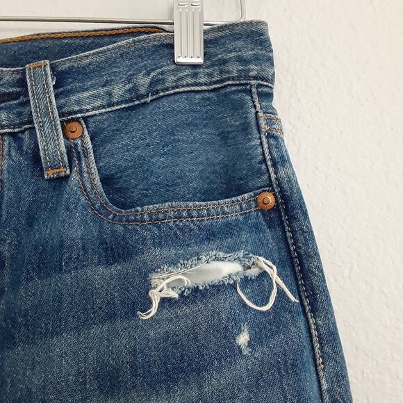 Levis 501 Skinny Jeans Button Fly High Rise Slim Fit Distressed Womens 25 ×28 - Picture 4 of 15